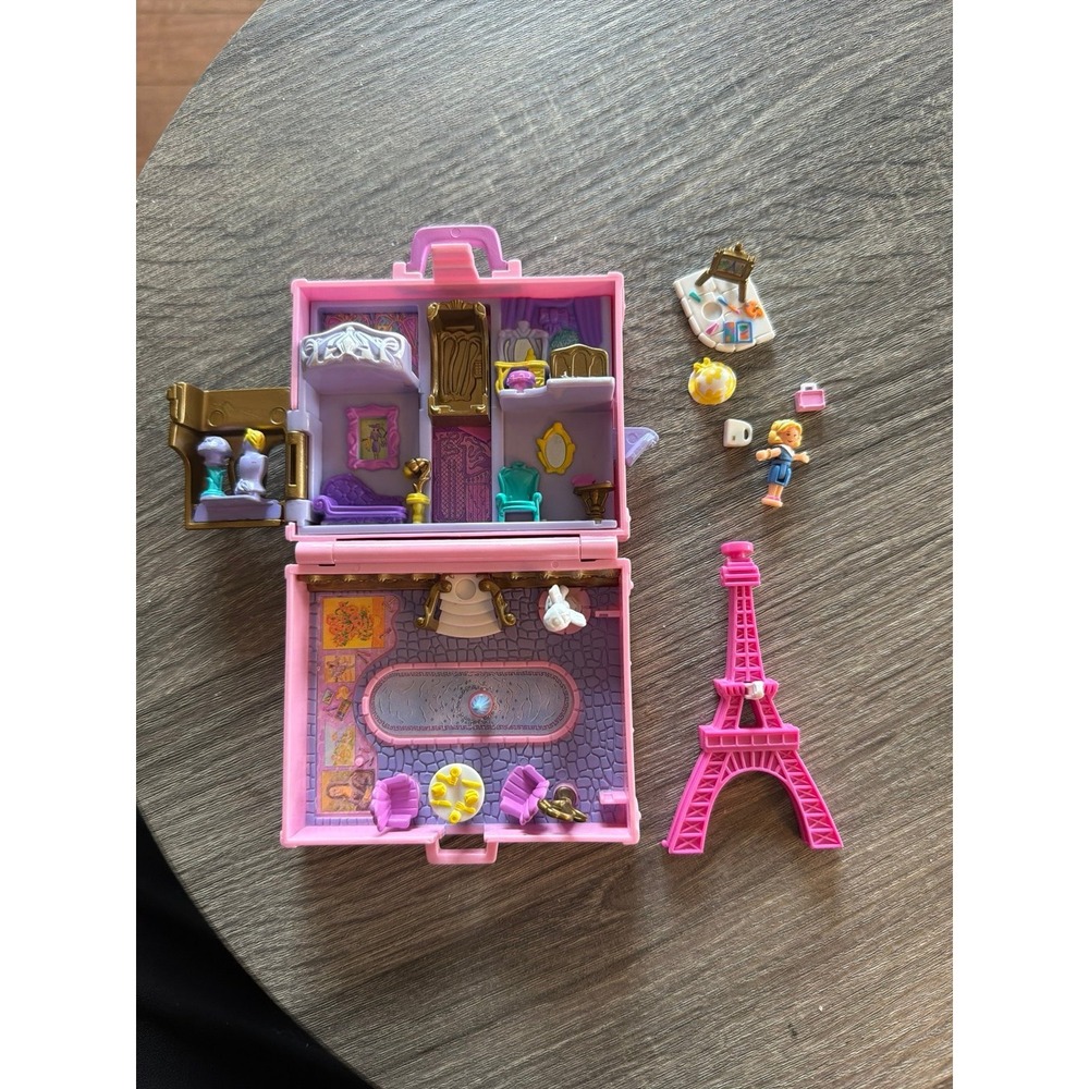 Vintage Polly Pocket Polly In Paris 1996 Pink Suitcase  Bluebird Missing 1 Hat